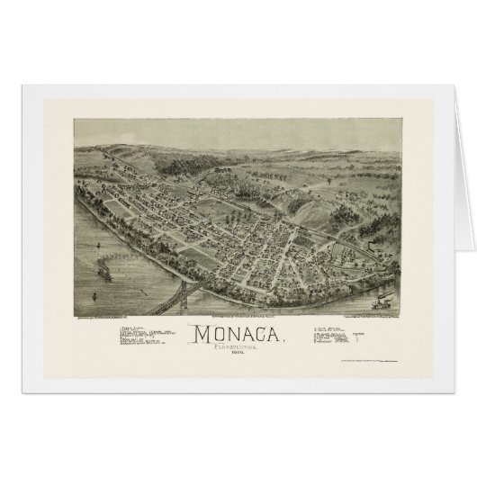 Monaca, PA Panoramic Map - 1900 Cards (Front Horizontal)