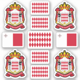 Monacan state symbols / coat of arms and flag sticker
