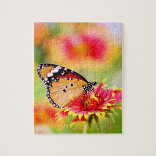 Monach Butterfly Feeding on Flower Jigsaw Puzzle