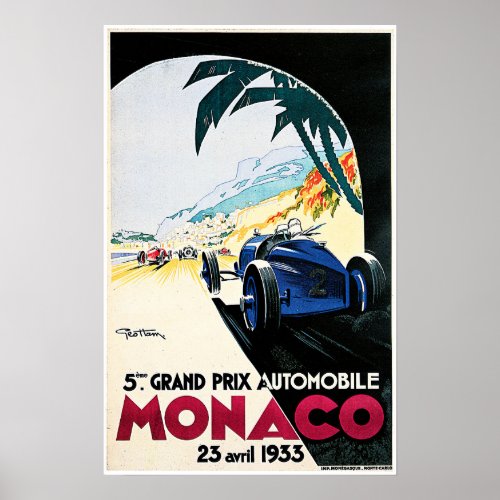 MONACO 1933 Grand Prix Automobile by Geo Ham Race Poster