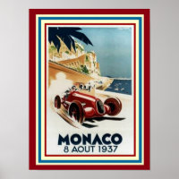 Monaco 8 Aout 1937 Poster 12 x 16