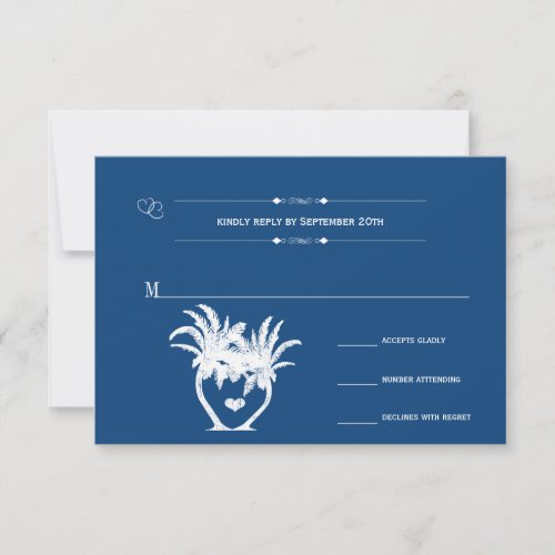 Monaco Blue Beach Palm Tree Destination Chalkboard RSVP Card