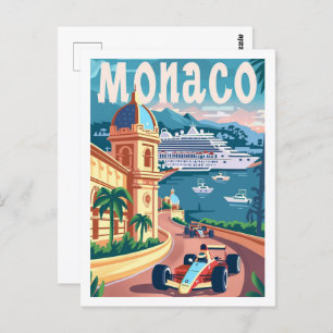 Monaco Circuit Vintage Famous Travel Place Postcard