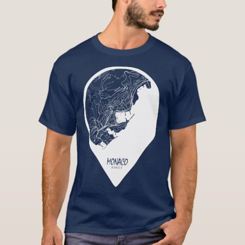 Monaco City Map Travel Pin T_Shirt