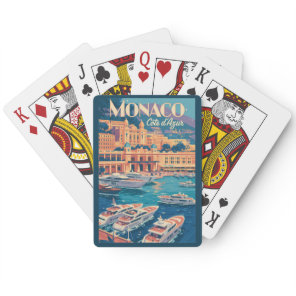 Monaco Cote D Azur Illustration Travel Art Vintage Poker Cards