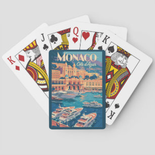 Monaco Cote D Azur Illustration Travel Art Vintage Poker Cards