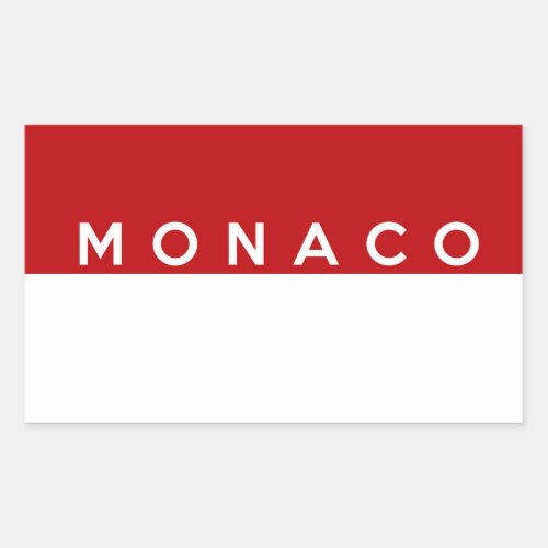 monaco country flag text name rectangular sticker