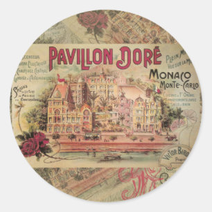 Monaco Fancy Vintage French Riviera France Classic Round Sticker