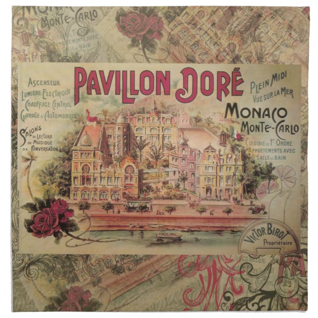Monaco Fancy Vintage French Riviera France Cloth Napkin (Front)