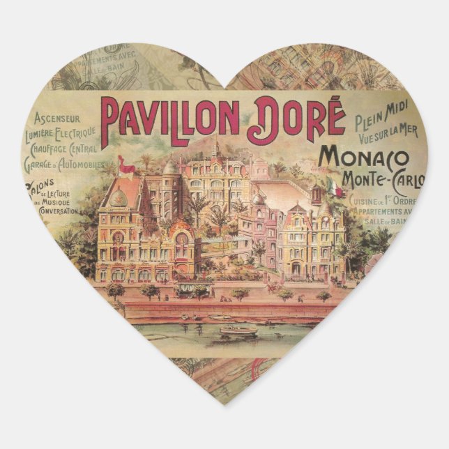 Monaco Fancy Vintage French Riviera France Heart Sticker (Front)