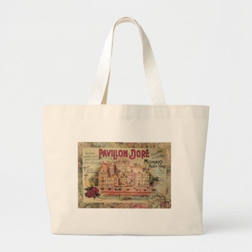 Monaco Fancy Vintage French Riviera France Large Tote Bag