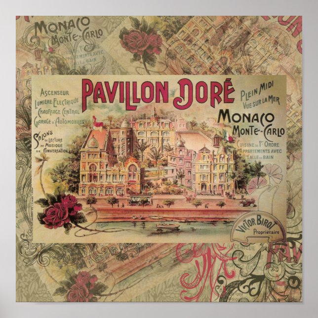 Monaco Fancy Vintage French Riviera France Poster (Front)