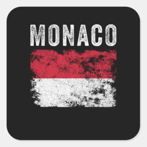 Monaco Flag Distressed _ Monacan Flag Square Sticker