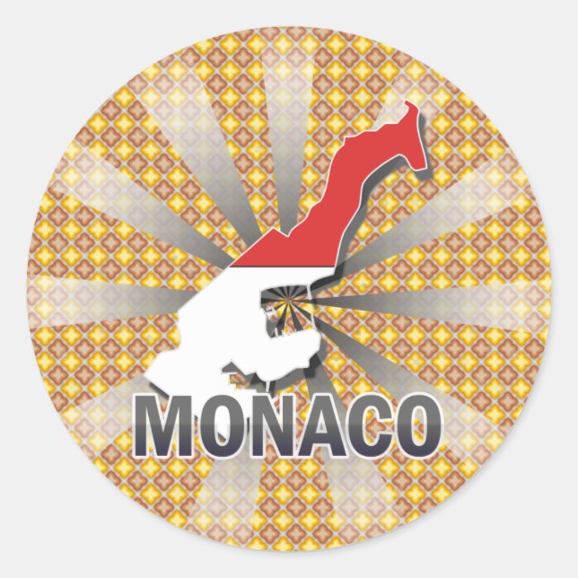 Monaco Flag Map 2.0 Classic Round Sticker (Front)