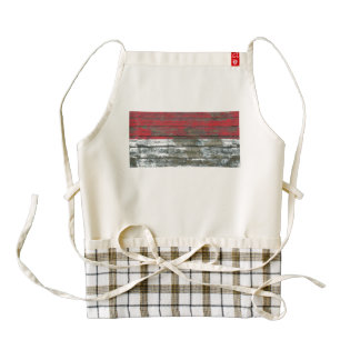 Monaco Flag on Rough Wood Boards Effect Zazzle HEART Apron