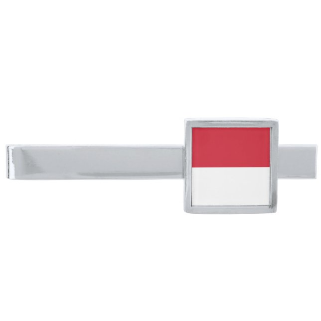 Monaco Flag Silver Finish Tie Bar (Front)