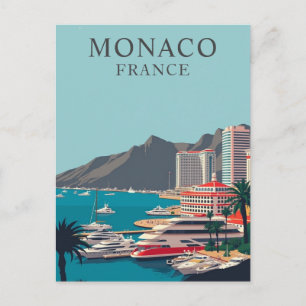 Monaco, France Boat Dock Harbor Vintage Postcard