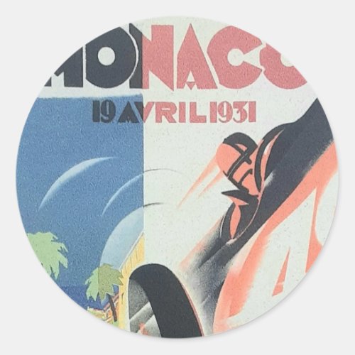 Monaco Grand Prix 1931 Classic Round Sticker