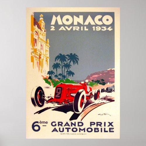 Monaco Grand Prix 1934 Poster