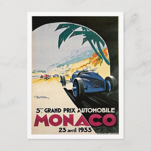 Monaco Grand Prix Automobile Postcard