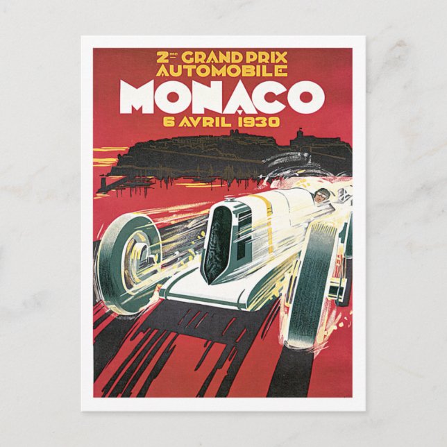 Monaco Grand Prix Automobile Vintage Postcard (Front)