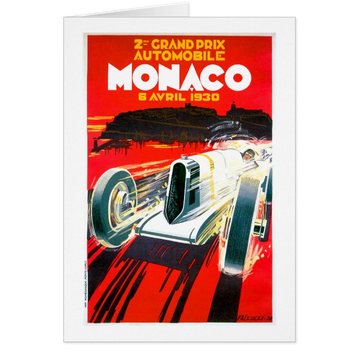 Monaco Grand Prix Race~ Vintage Automobile Ad Greeting Cards