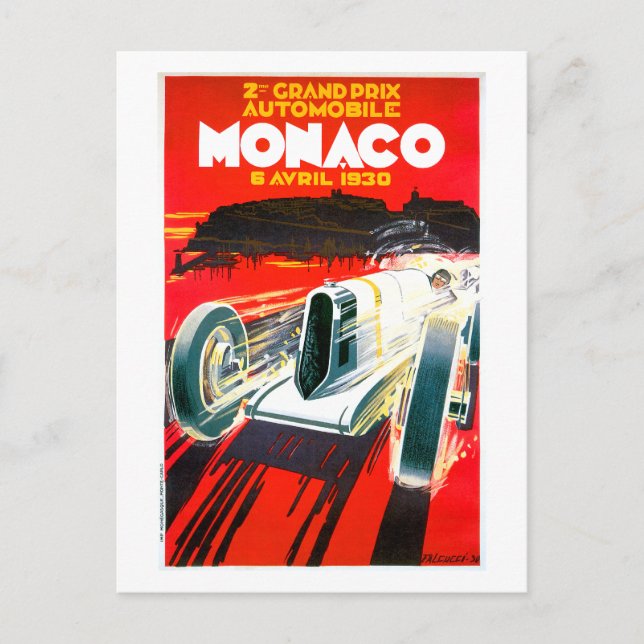 Monaco Grand Prix Race~ Vintage Automobile Ad Postcard (Front)