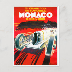 Monaco Grand Prix Race~ Vintage Automobile Ad Postcard