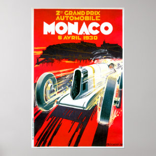 Monaco Grand Prix Race~ Vintage Automobile Ad Poster