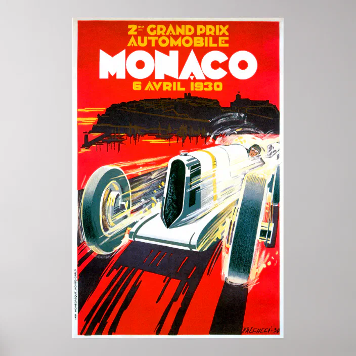1940 Monaco Car Automobile Race Grand Prix Vintage Poster Repro FREE SH in USA