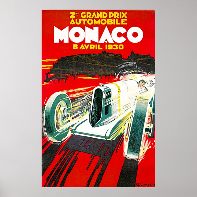 Monaco Grand Prix Vintage Advertising Poster (Front)