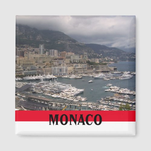 Monaco Harbour Scene with Yachts Magnet