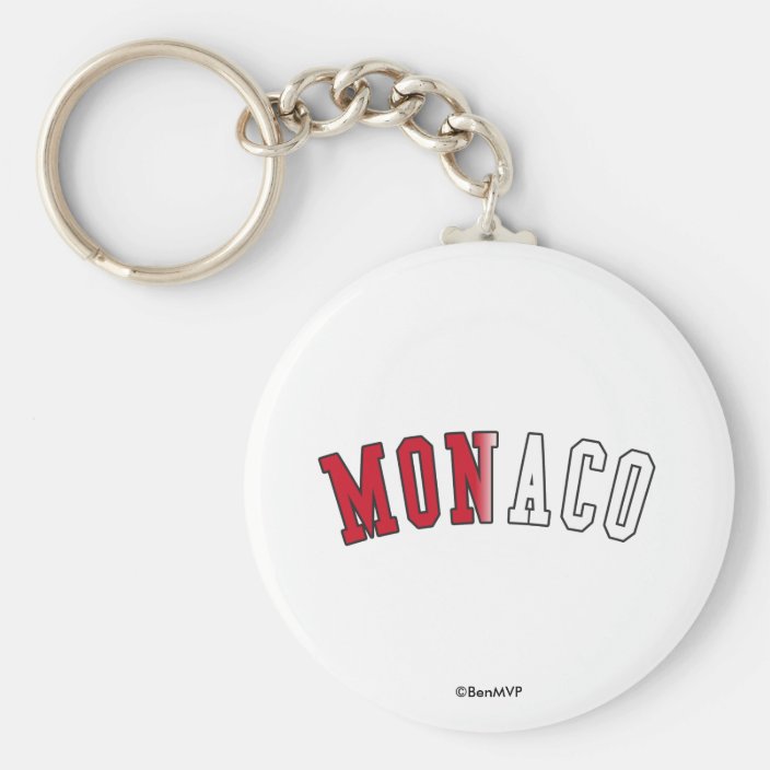 Monaco in National Flag Colors Keychain