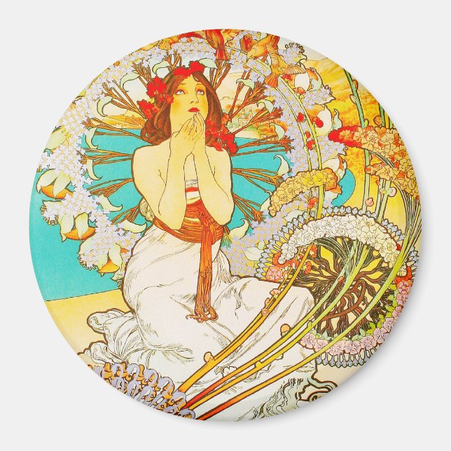 Monaco Monte-Carlo, Alphonse Mucha -Magnet Magnet (Front)