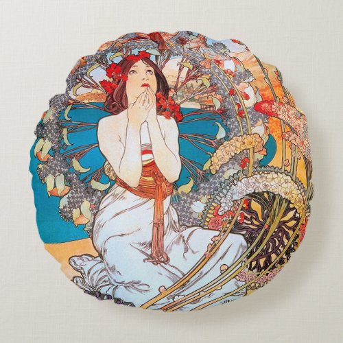 Monaco Monte_Carlo Alphonse Mucha Throw Pillow