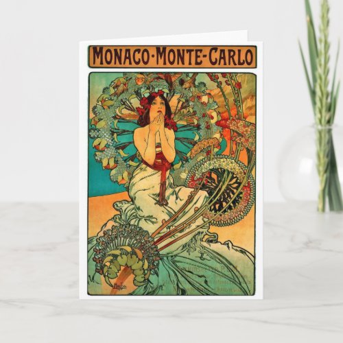 Monaco Monte Carlo Art Nouveau Card