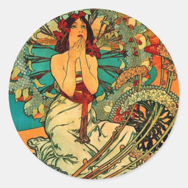 Monaco Monte Carlo Art Nouveau Classic Round Sticker (Front)