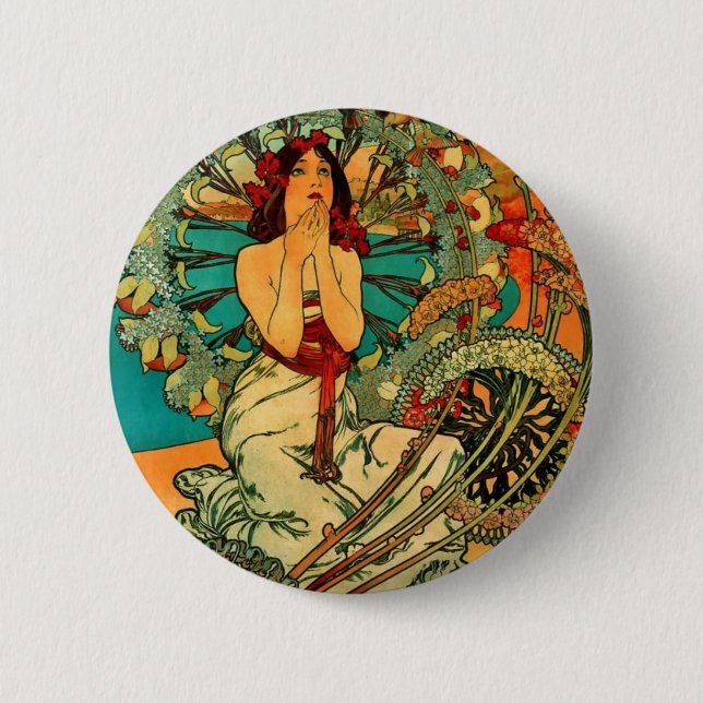Monaco Monte Carlo Art Nouveau Pinback Button (Front)