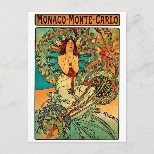 Monaco Monte Carlo Art Nouveau Postcard