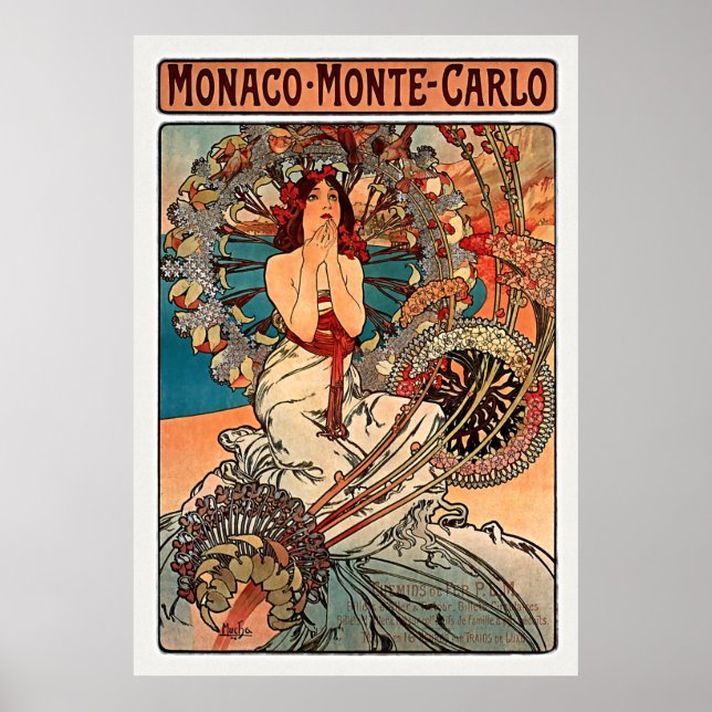 Monaco Monte Carlo by Alfons Mucha Poster (Front)