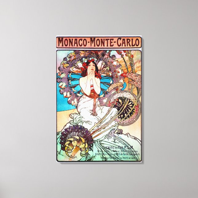 Monaco Monte Carlo by Alphonse Mucha Canvas Print (Front)