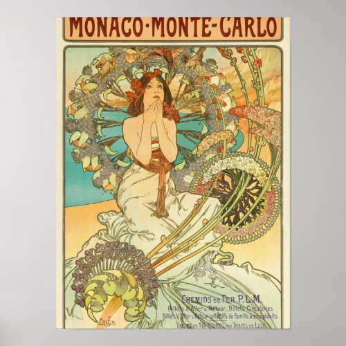 Monaco Monte_Carlo Chemins de Fer PLM by Mucha Poster