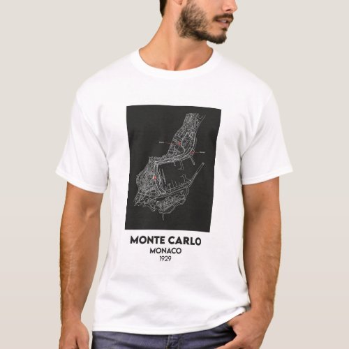 Monaco Monte Carlo F1 circuit map T_Shirt