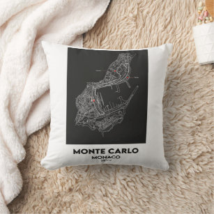 Monaco Monte Carlo F1 circuit map  Throw Pillow