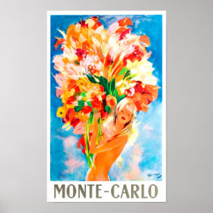 Monaco Monte Carlo France vintage travel Poster