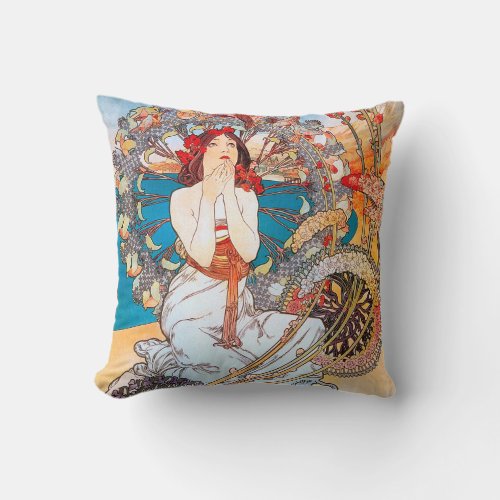 Monaco Monte_Carlo Mucha Throw Pillow