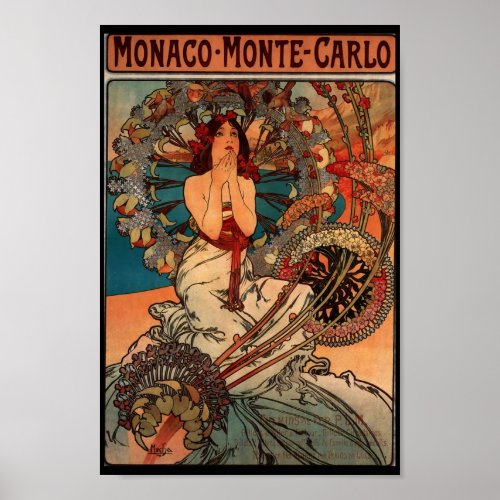 Monaco Monte Carlo Vitnage Poster Print