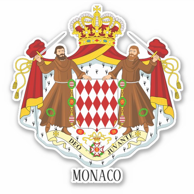Monaco National Coat Of Arms Patriotic Sticker (Front)