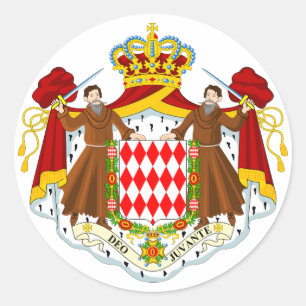 Monaco Official Coat Of Arms Heraldry Symbol Classic Round Sticker