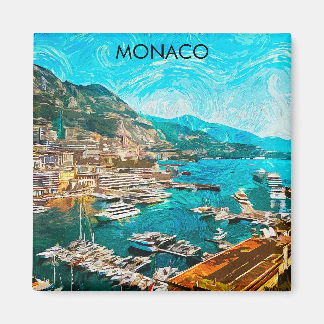 Monaco Oil Paint Illustration Travel Port  Magnet (Front)